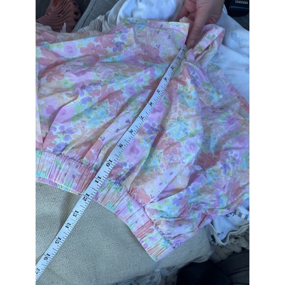 For Love & Lemons Kenney Floral Cotton Lounge Shorts Pastel Watercolor Print XS - Picture 6 of 11